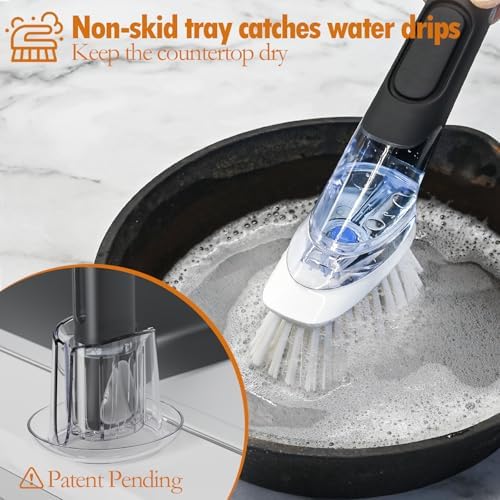 RIMAY Soap Dispensing Dish Brush Set with 2 Refills