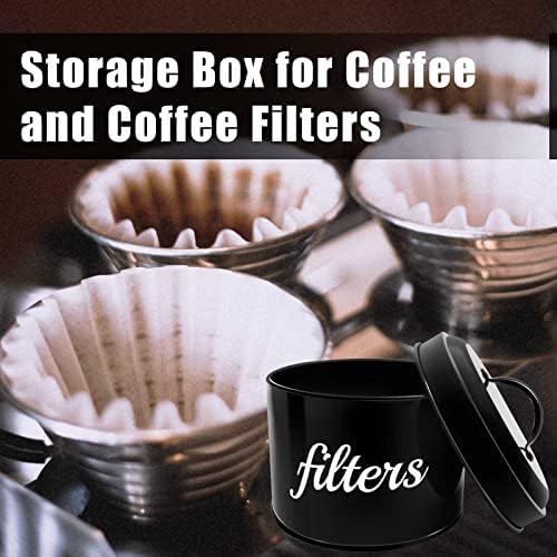White Enamel Coffee Filter Holder with Lid - Rustic Farmhouse
