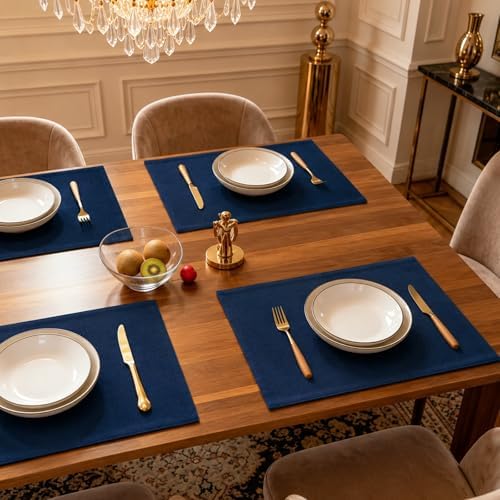 Niviy Placemats, Linen Placemats Set of 4, 12x18 Inch Heat Resistant