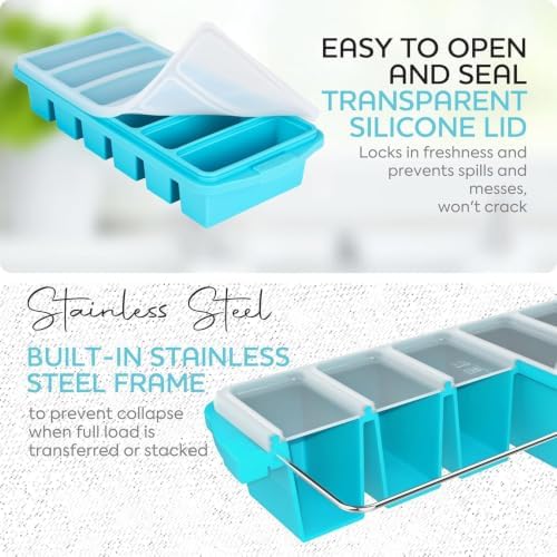 1/2 Cup Silicone Freezer Tray With Lid - Silicone Freezer Molds 3-Pack