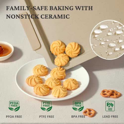 21 PCS Ceramic Nonstick Aluminized Steel Baking Pans Set, Silicone Handle