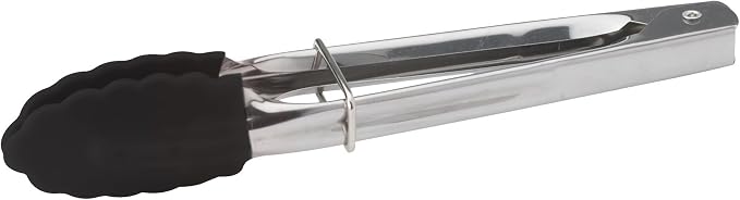Winco 7" Stainless Steel Utility Tongs, Silicone Tips - Image 2