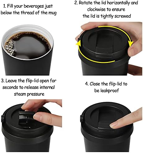 Funkrin Insulated Coffee Mug with Ceramic Coating, 16oz Iced Coffee