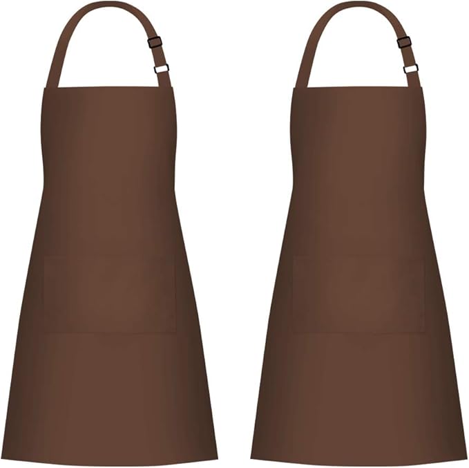 Jubatus 2 Pack Bib Aprons with 2 Pockets Cooking Chef Kitchen Apron by Jubatus