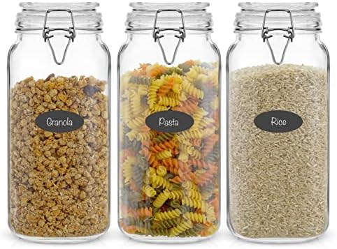 JoyJolt Airtight Glass Jars with Lids Set of 3. 78oz Glass Jar with