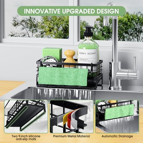 Self-Draining Kitchen Sink Caddy, Black