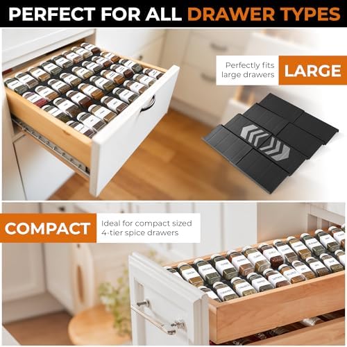 ALCOVA Spice Drawer Organizer Expandable 9-18" for Kitchen Drawer