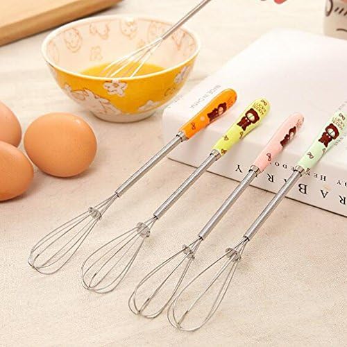 7-inch Small Stainless Steel Cartoon Bear Whisk Set of 4, Mini Whisks