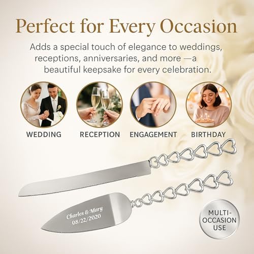 GIFTS INFINITY Personalized Wedding Cake Knife and Server Set with