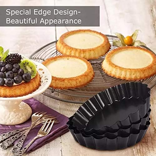 Gutsdoor 6 Pack Mini Tart Pan 4 Inch with Removable Bottom Quiche Pan