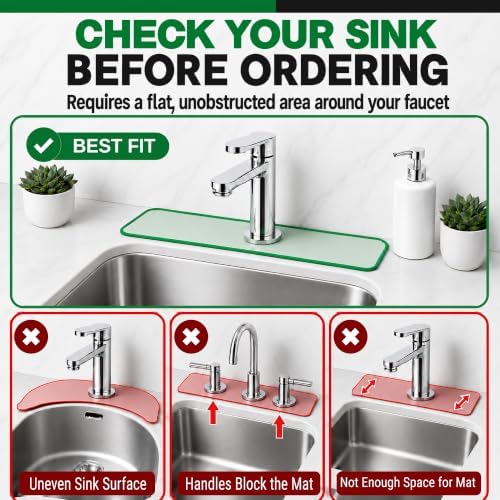 Kitchen Sink Faucet Mat, 24” Silicone, Black