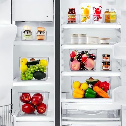SKTEET Clear Plastic Storage Bins, Set of 8