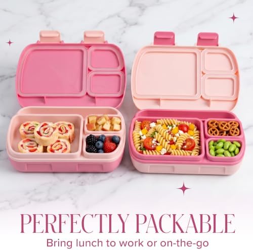Paris Hilton Bento Style Lunch Box Set, 4-Compartment Stackable Lunch
