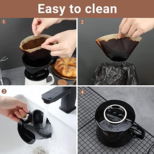 Segarty #2 Pour Over Coffee Maker, Single Cup Black Ceramic Coffee