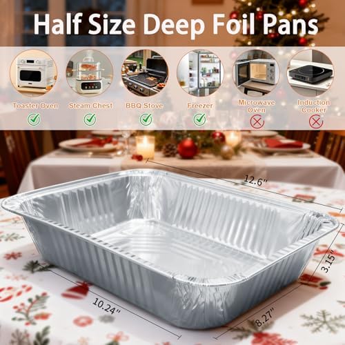 40 Pack Aluminum Foil Pans 9x13 - Disposable Half Size Deep Steam