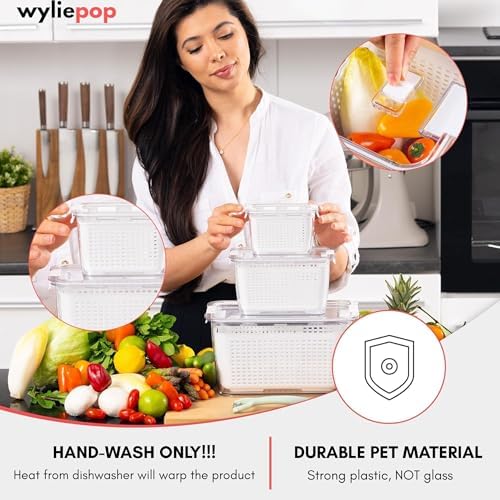 Produce Storage Containers for Fridge, Large, Set of 3