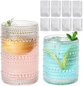 ZMOWIPDL 12oz & 15oz Hobnail Drinking Glasses,Clear Glass Cups Set of