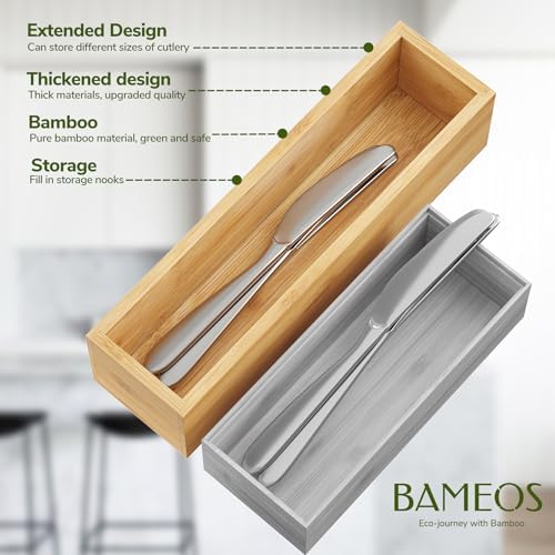 BAMEOS Bamboo Drawer Organizer, Set of 2