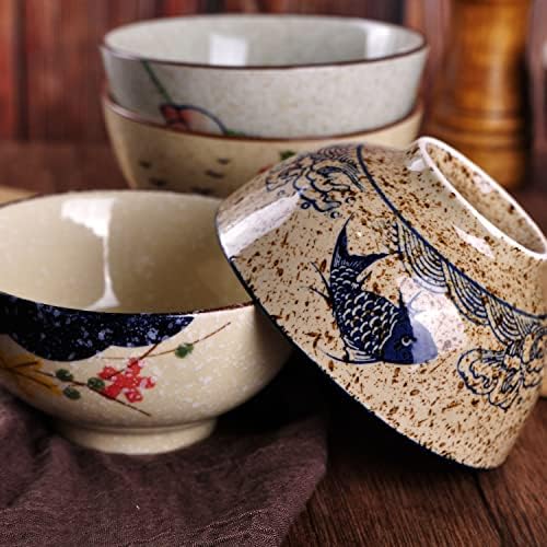 WHJY 4.5 inch Set in 4 Retro Chinese Japanese Creative Hand-painted