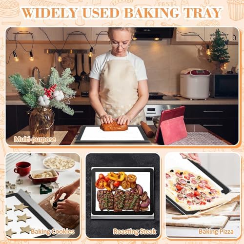 Ziliny 2 Pcs Pure Aluminum 16 x 13 Inch Baking Sheets with 2 Silicone