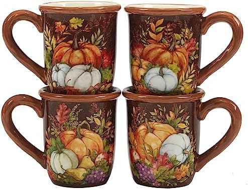 Harvest Blessings Set of 4 Ceramic Mugs – Cozy up with coffee, tea, or