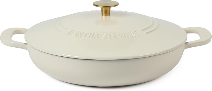 Martha Stewart Gatwick 3.5-Quart Enameled Cast Iron Dutch Oven Braiser – Linen by MarthaStewart