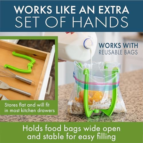 Bag Well Sealable Bag Holder for Gallon and Quart Size Food Storage