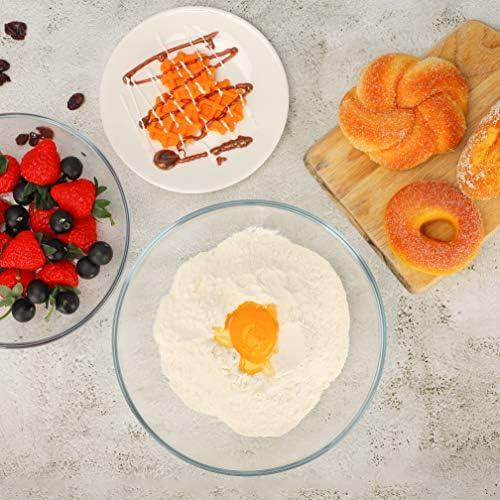 FOYO 8-inch Round Tempered Glass Bowl for Mixing Salad or Cereal, Set