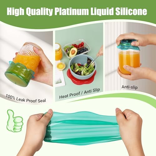 Silicone Stretch Lids, 6PCS Reusable Elastic Bowl Covers