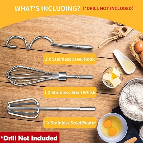 homicozy 3-Piece Stainless Steel Hand Mixer Attachment Set - Whisk
