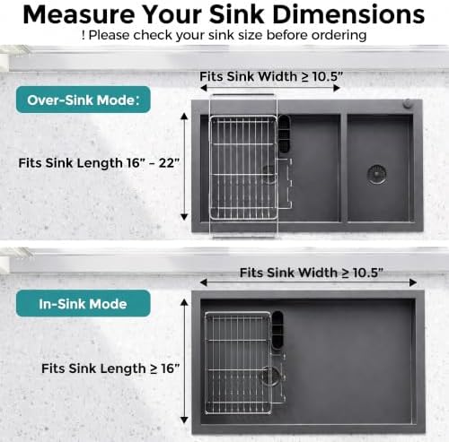 Delamu Over Sink Dish Drying Rack with Drainboard for Small Kitchen Counter