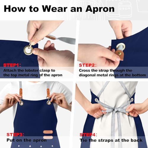 BeLuyi chef apron bib tool apron for man woman cross back straps with