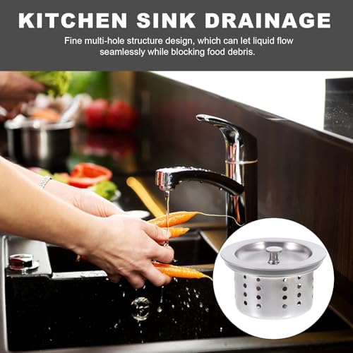 Hemoton 2 Set Kitchen Sink Drain Basket with Lid Stainless Steel Deep