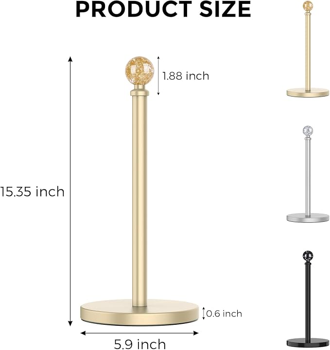 Gold Paper Towel Holder Countertop, Unique Gold Ball Decor, Brass Paper Towel - Image 8
