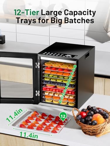 Food Dehydrator, 12 Stainless Steel Trays, 850W