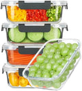 BAYZZ 5-Pack 35 Oz Glass Food Storage Containers with Lids, Gray