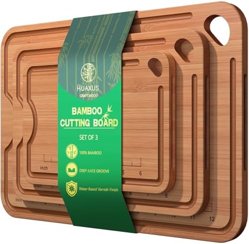 Wood Cutting Boards For Kitchen, Bamboo Cutting Boards With Deep Juice