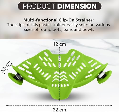 Clip On Strainer, Pot Strainer for Pasta, Vegetables, Fruit and Meat