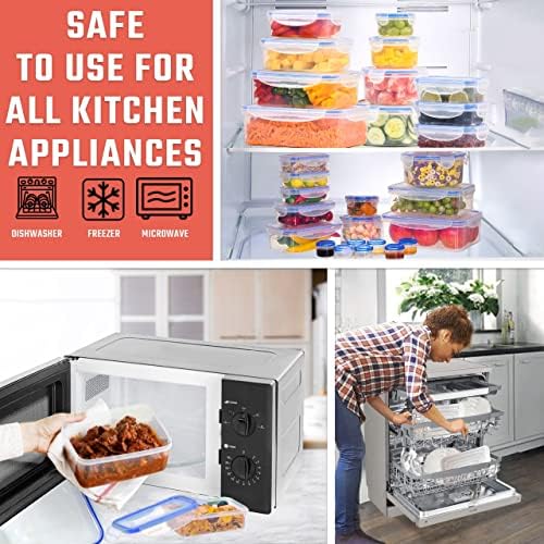 RockBerry 32 Pcs Large Plastic Food storage containers-85 oz to Sauces