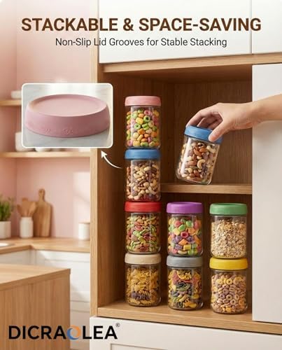 16oz 8Pack Glass Overnight Oats Jars with Airtight Lids