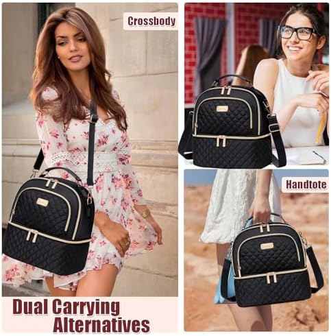 Lunch Bag for Women,Double Decker Lunch Box, Insulated Lunchbag