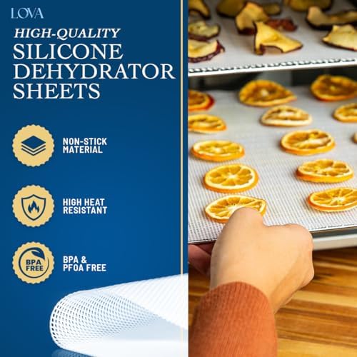 Silicone Dehydrator Sheets 14x14 Inch (12 Pack) - Reusable Non-Stick