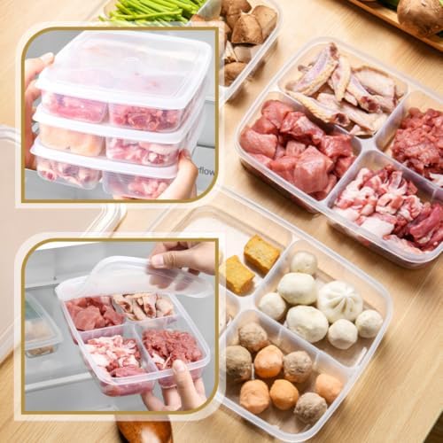 2pcs Fridge Compartment Box, PP Divided Storage Container with Lid