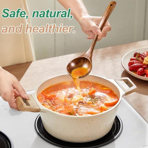 2-Piece Soup Ladle Pasta Spoon Set, Wooden Ladles for Cooking