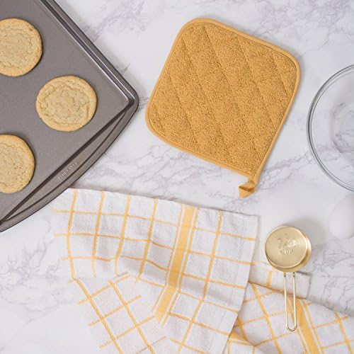 DII Basic Terry Collection Potholders, Mustard, 100 Percent Cotton