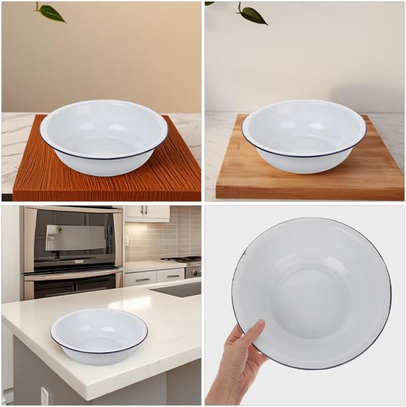 ABOOFAN Vintage Enamel Basin 11.02 Inch Round Enamel Dish Basin for