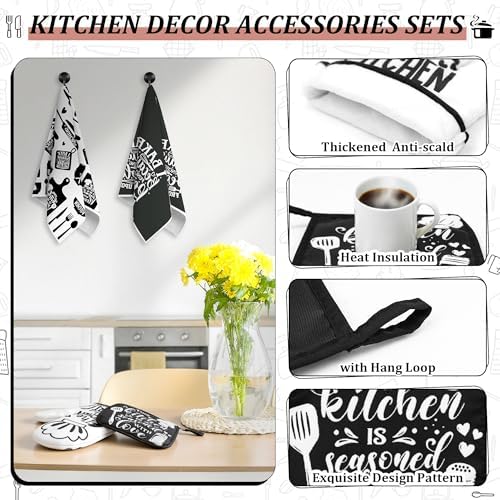 8 Pcs Farmhouse Kitchen Decor Accessories Set 4 Black White Kitchen