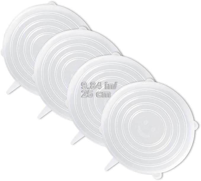 LELE LIFE 4 Pack Same Size Silicone Stretch Lids, Thicker Reusable Sturdy by LELE+LIFE