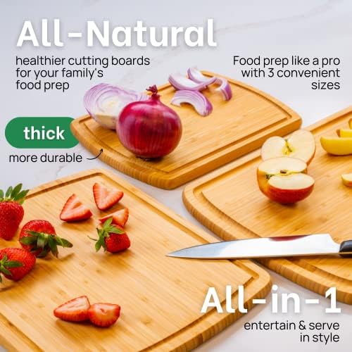 Greener Chef Luxury Wood Cutting Board 3-Piece Set with Vertical Grain