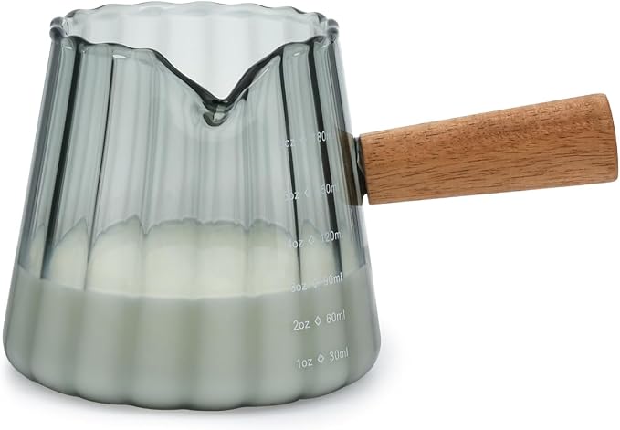 Glass Measuring Cup, 6oz Creamer Pitcher by Denovin